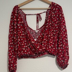 American Eagle Outfitters Red Floral Blouse